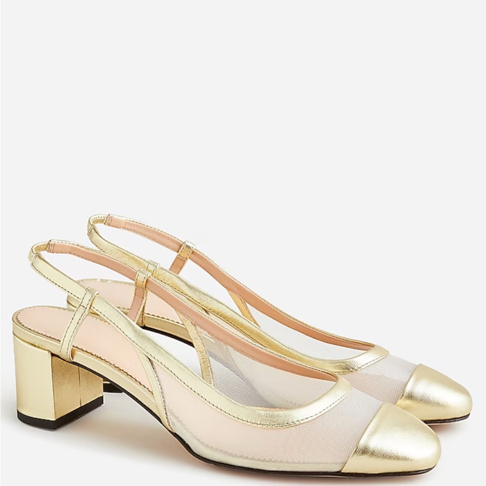 J.Crew Millie slingback heels with metallic mesh - sold online only Size 7.5